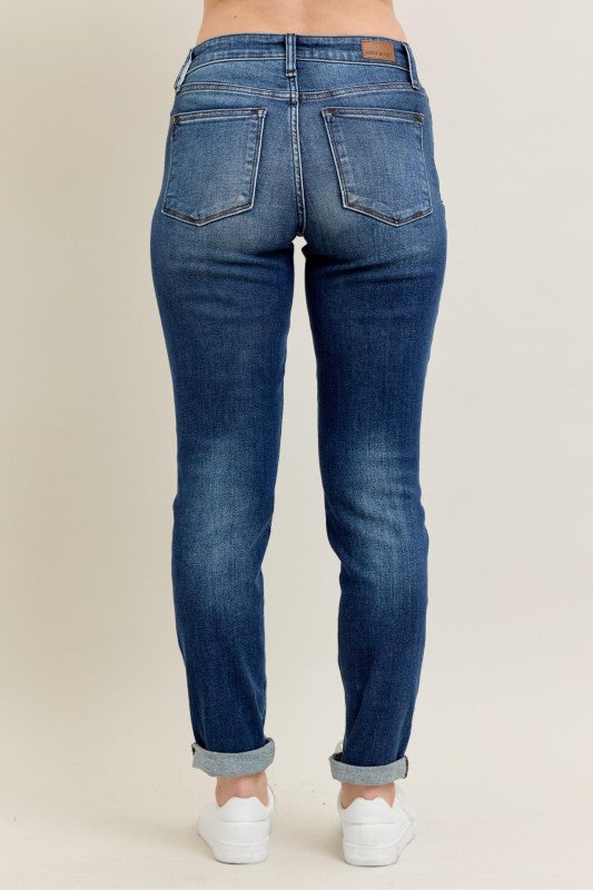 Judy Blue Core Dark Wash Cuffed Slim Fit