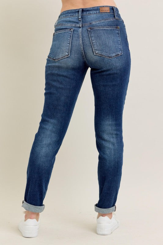 Judy Blue Core Dark Wash Cuffed Slim Fit