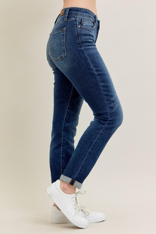 Judy Blue Core Dark Wash Cuffed Slim Fit