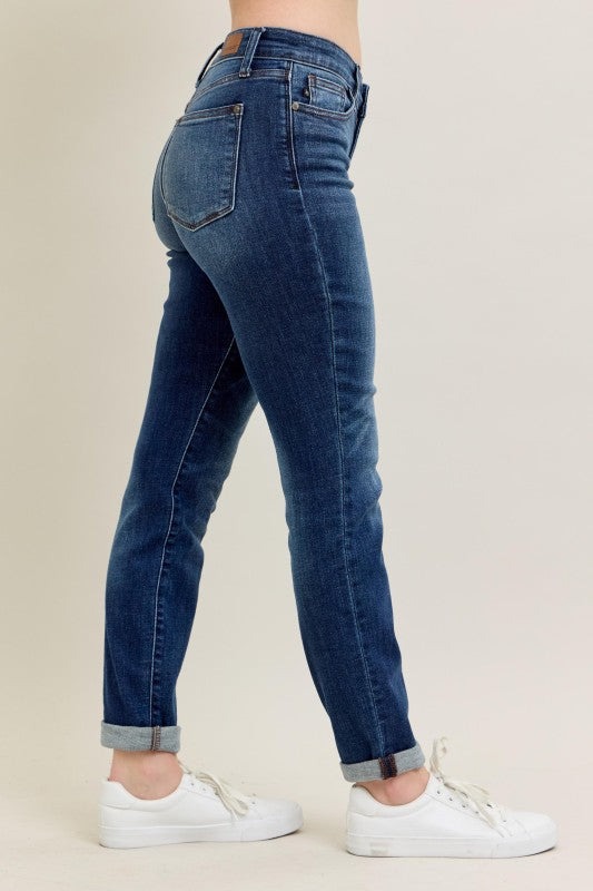 Judy Blue Core Dark Wash Cuffed Slim Fit