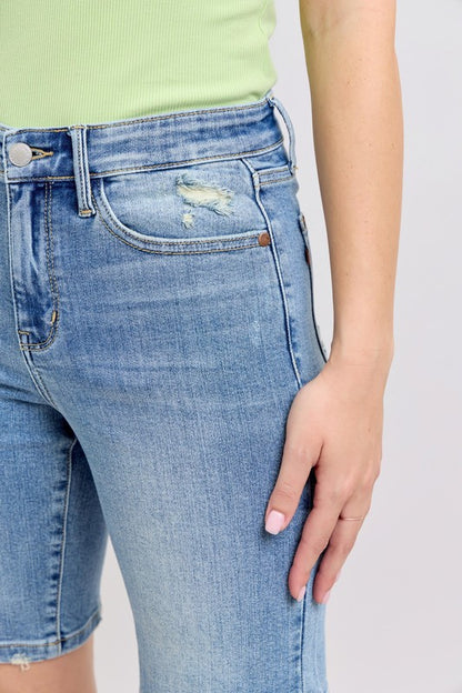 Judy Blue High Waist Vintage Wash Bermudas