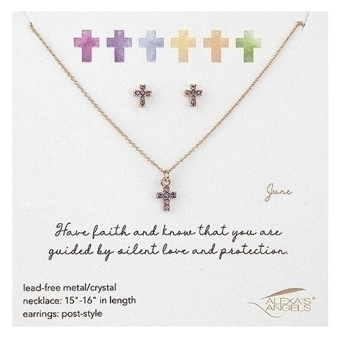 Alexa's Angels Birthstone Necklace and Earring Set