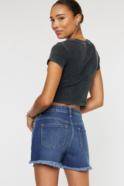 KAN KAN HIGH RISE NO STITCH FRAYED HEM SHORTS