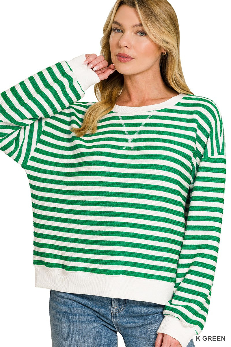 Melissa Striped Rib Banded Pullover
