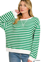 Melissa Striped Rib Banded Pullover