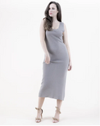 Neutral Sleeveless Dress Small Mesh Stitch Knit Dress
