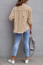 RAW HEM POCKET DESIGN DENIM COAT