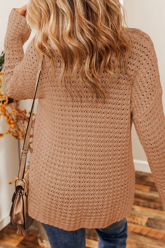 Open Knit V Neck Sweater