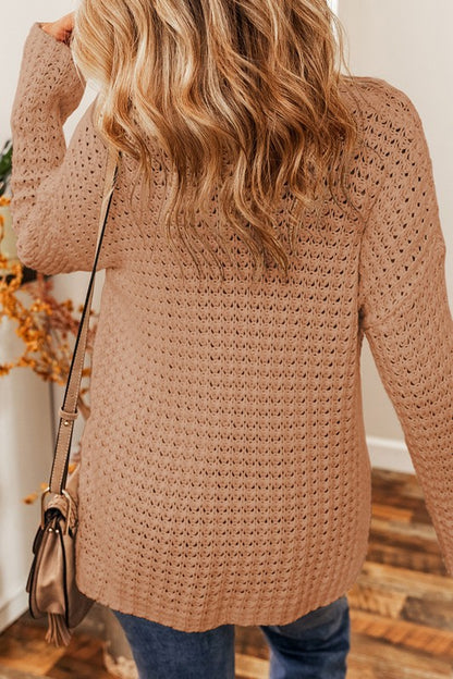 Open Knit V Neck Sweater