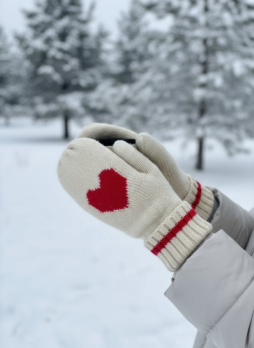 Knit Heart Mittens