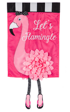 Let's Flamingle Garden Applique Flag