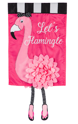 Let's Flamingle Garden Applique Flag