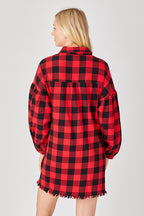 Just Checkin Long Red and Black  Flannel