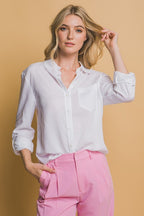 Roll-Up Sleeve Linen-Blend Shirt