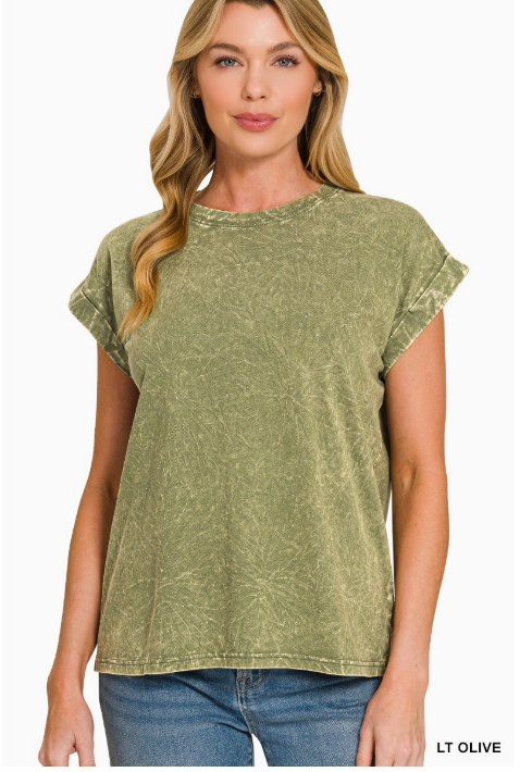 Halo Snow Washed Cuffed Short Sleeve Tee !