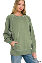 PIGMENT DYED FRENCH TERRY PULLOVER WITH POCKETS