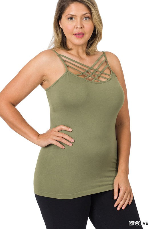 Plus Size SEAMLESS TRIPLE CRISS-CROSS FRONT CAMI PLUS SIZES