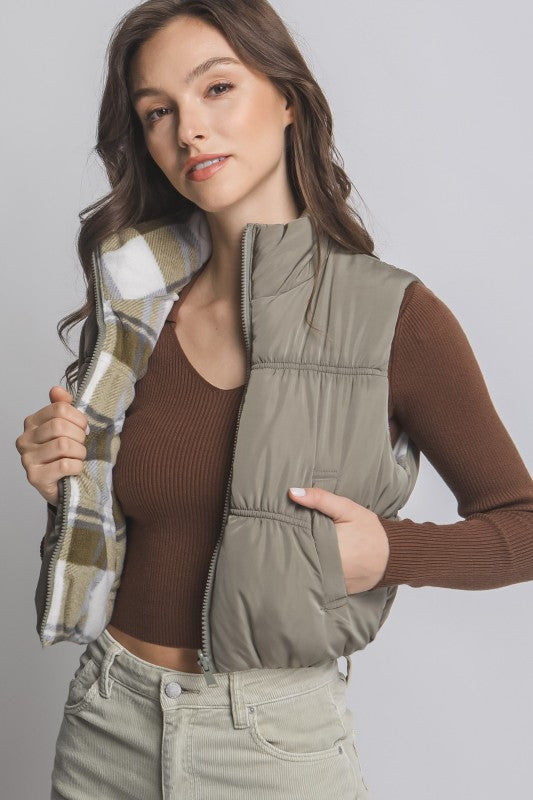 Have It Your Way Full-zip Reversable Puffer Vest