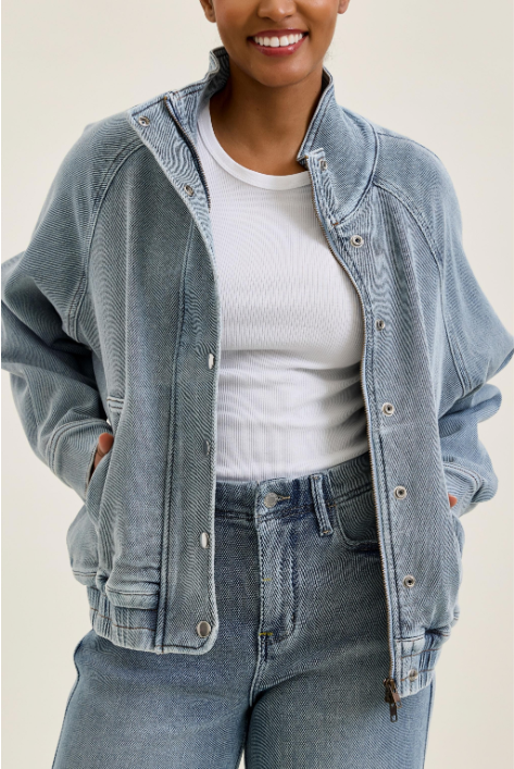Judy Blue Jeans Marty Bomber Jacket Icy Blue