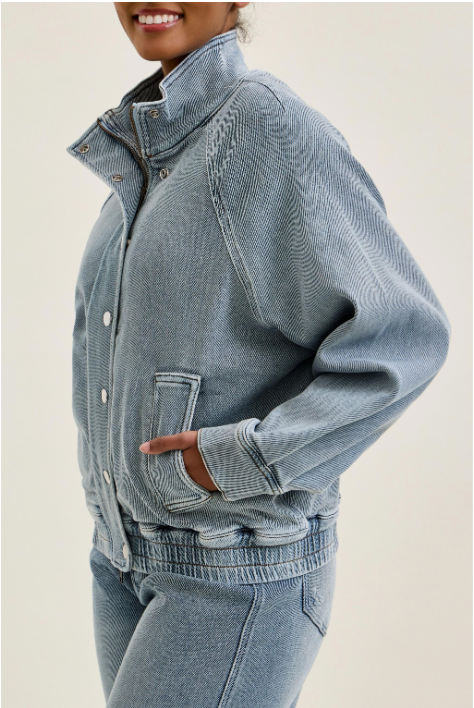 Judy Blue Jeans Marty Bomber Jacket Icy Blue