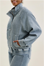 Judy Blue Jeans Marty Bomber Jacket Icy Blue