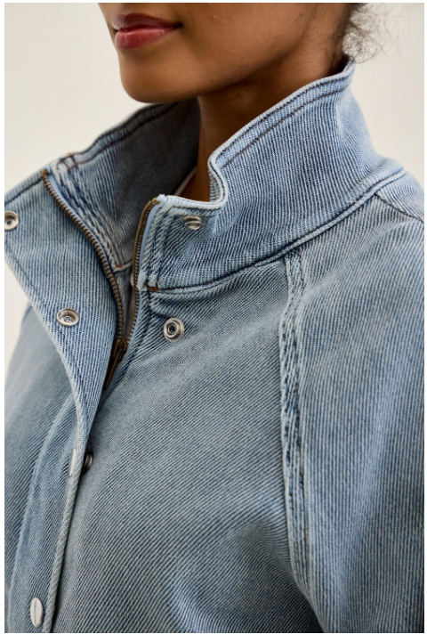 Judy Blue Jeans Marty Bomber Jacket Icy Blue