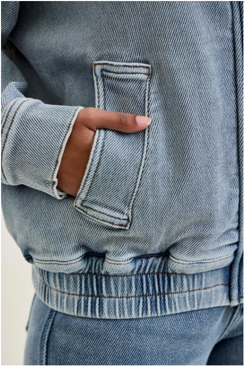 Judy Blue Jeans Marty Bomber Jacket Icy Blue
