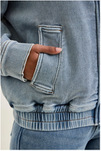 Judy Blue Jeans Marty Bomber Jacket Icy Blue