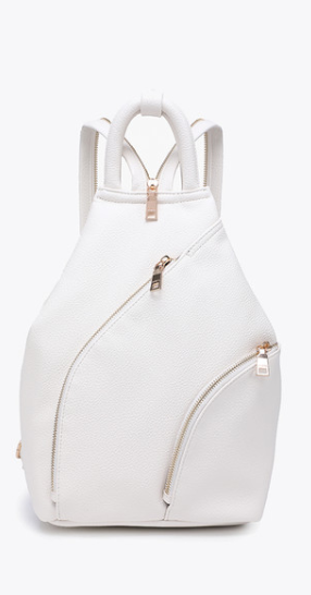 Maura Diagonal Zipper Backpack - Ivory