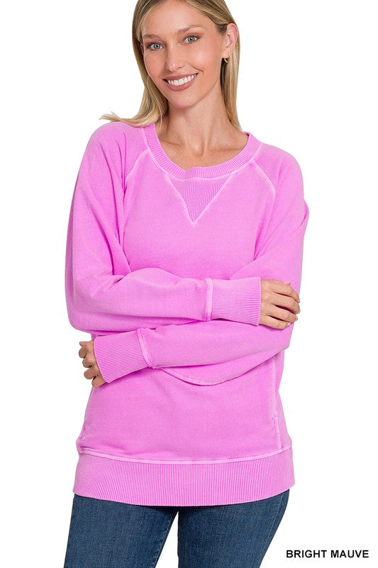 Plus PIGMENT DYED FRENCH TERRY PULLOVER WITH POCKETS