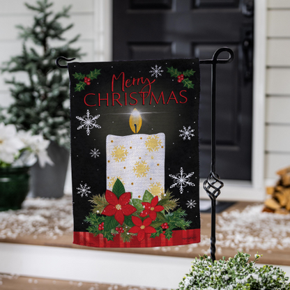 Merry Christmas Candle Burlap House Flag