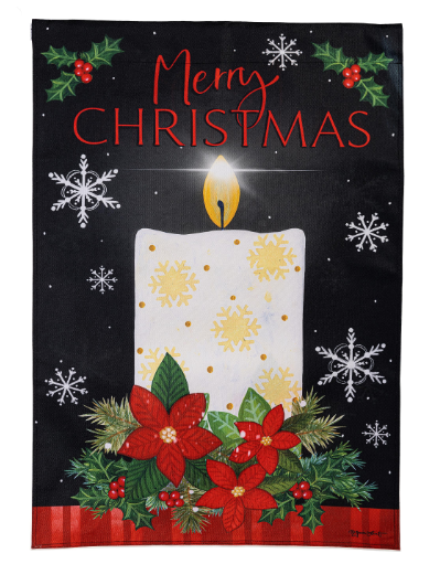 Merry Christmas Candle Burlap House Flag