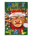 Merry Highland Ho Burlap House Flag