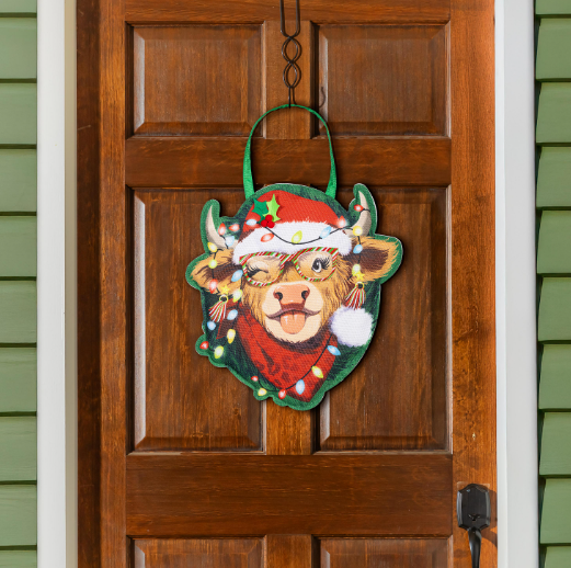 EVERGREEN DOOR HANGER  Merry Highland Ho Door Décor