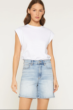 Mica Denim Super High Rise Button Up Bermuda Short
