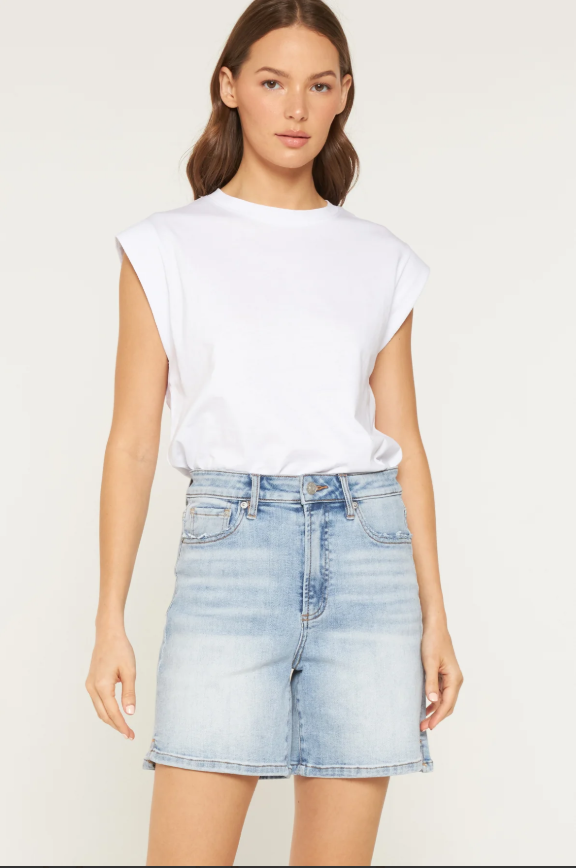 Mica Denim Super High Rise Button Up Bermuda Short