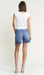 Mica Denim Super High Rise Button Up Bermuda Short