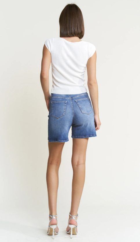 Mica Denim Super High Rise Button Up Bermuda Short