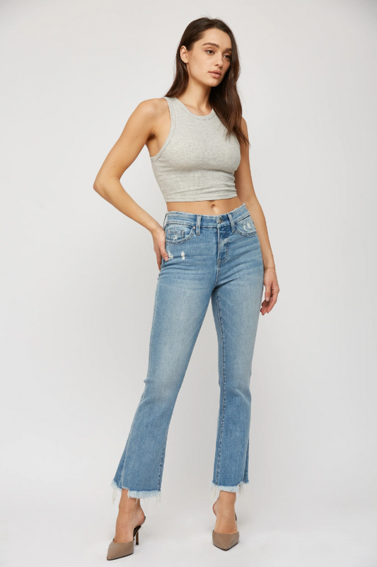 HIGH RISE CROP FLARE JEANS