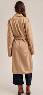 Microsuede Belted Trench Coat