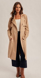 Microsuede Belted Trench Coat