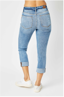 Judy Blue Mid-MR Cuffed Skinny Capri