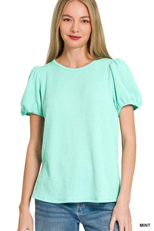 Puff Sleeve Corded Shirt