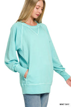 PIGMENT DYED FRENCH TERRY PULLOVER WITH POCKETS