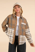 Mixed Plaid Oversized Shacket Jacket