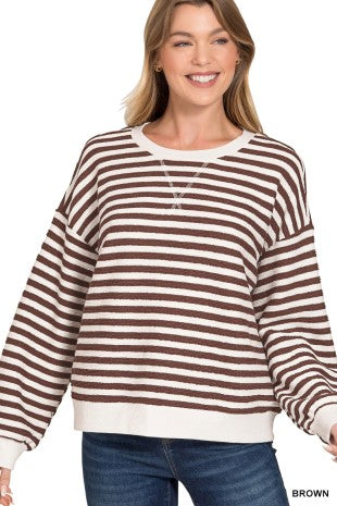 Melissa Striped Rib Banded Pullover