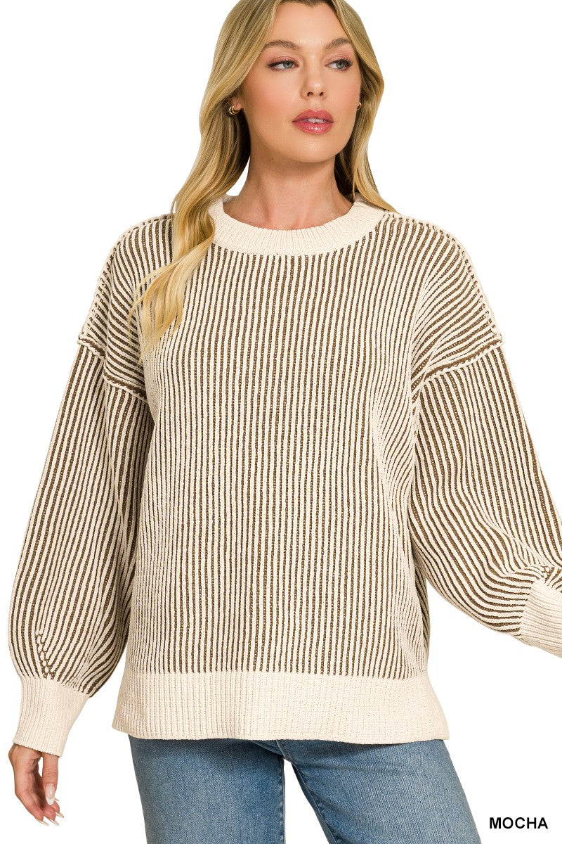 Two Tone Crewneck Sweater