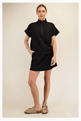 Rae Mode - MODAL SCUBA QUARTER ZIP SHORT SLEEVE TOP