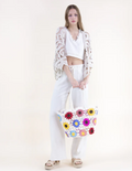 Hand Knitted Crochet Daisy Tote Bag Multi Color