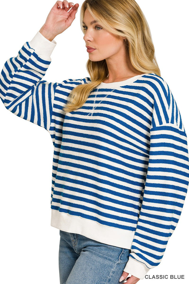 Melissa Striped Rib Banded Pullover